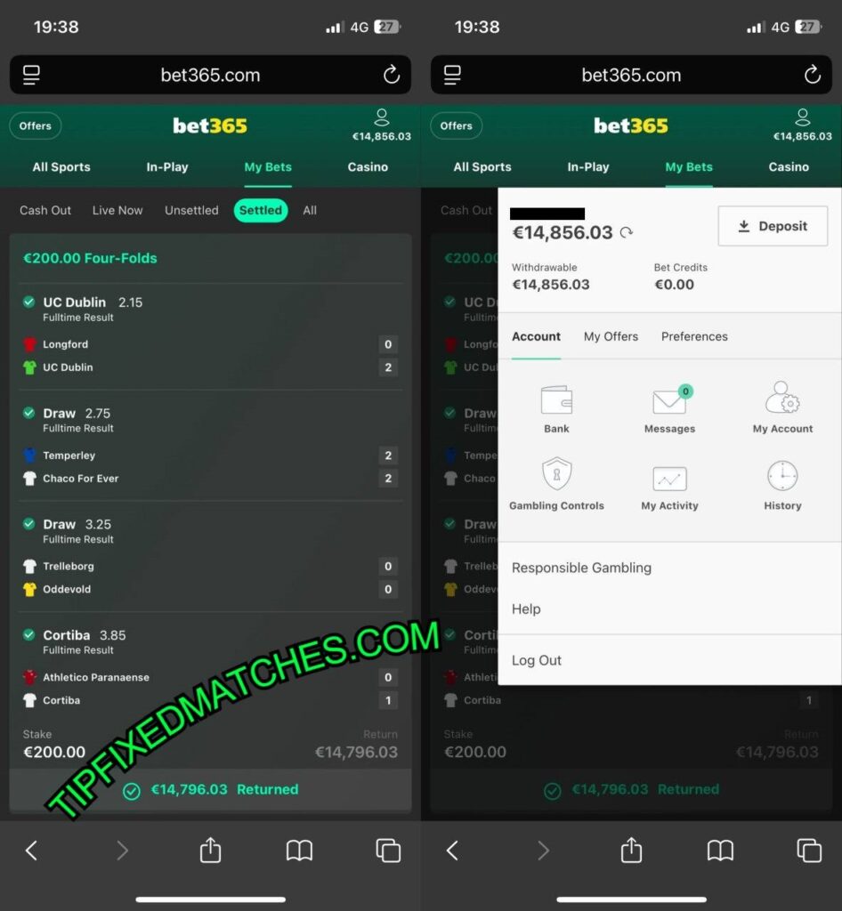 BET365 TIP FIXED GAMES 1X2