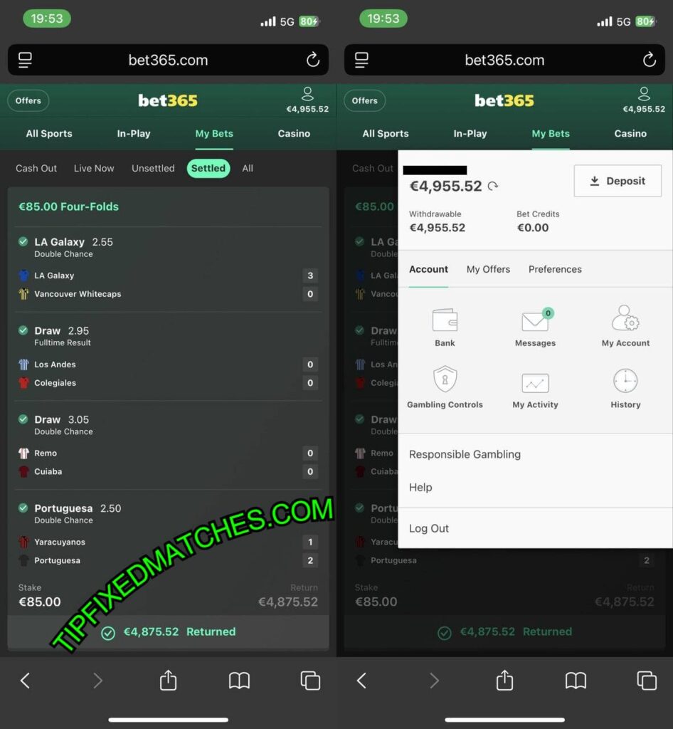 TIP FIXED MATCHES BETTING 1X2 FOOTBALL
