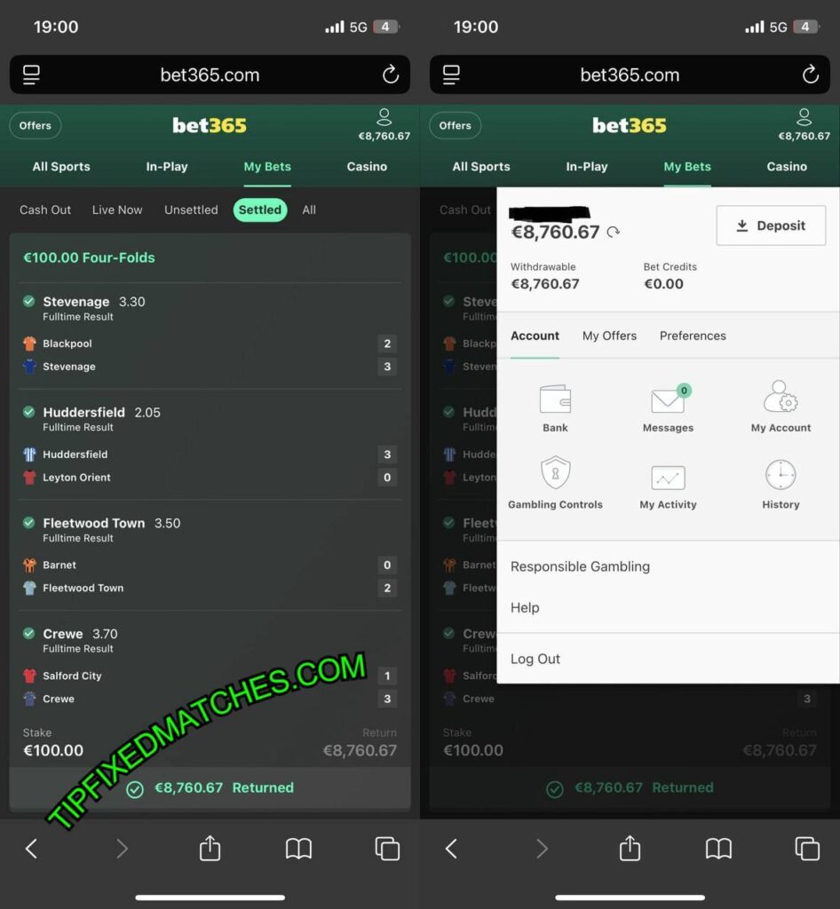 VIP TIP FIXED MATCH 1X2 ODDS