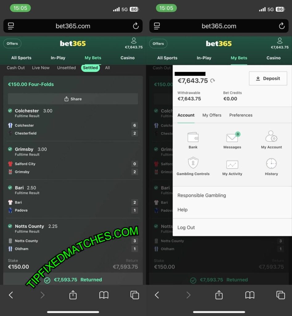 VIP TIP FIXED MATCHES BETS 1X2