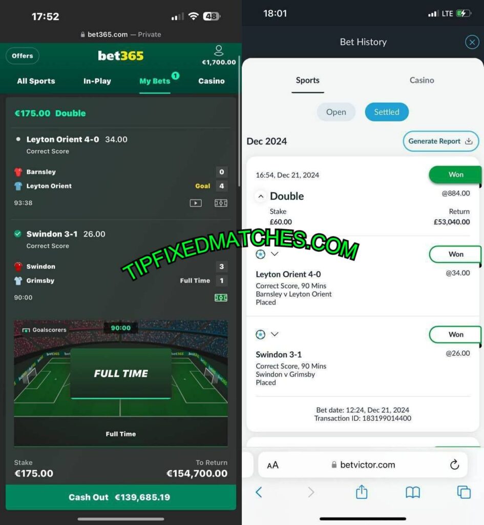 BET VICTOR FOOTBALL FIXED MATCHES