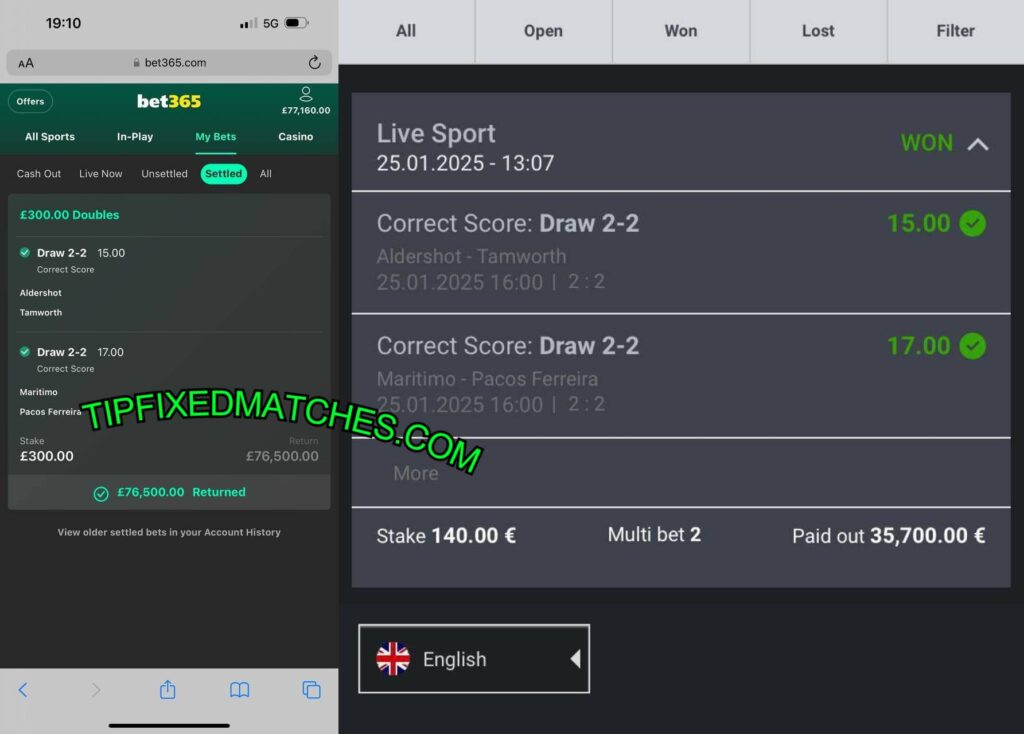 BET365 FIXED MATCHES BETTING TIPS