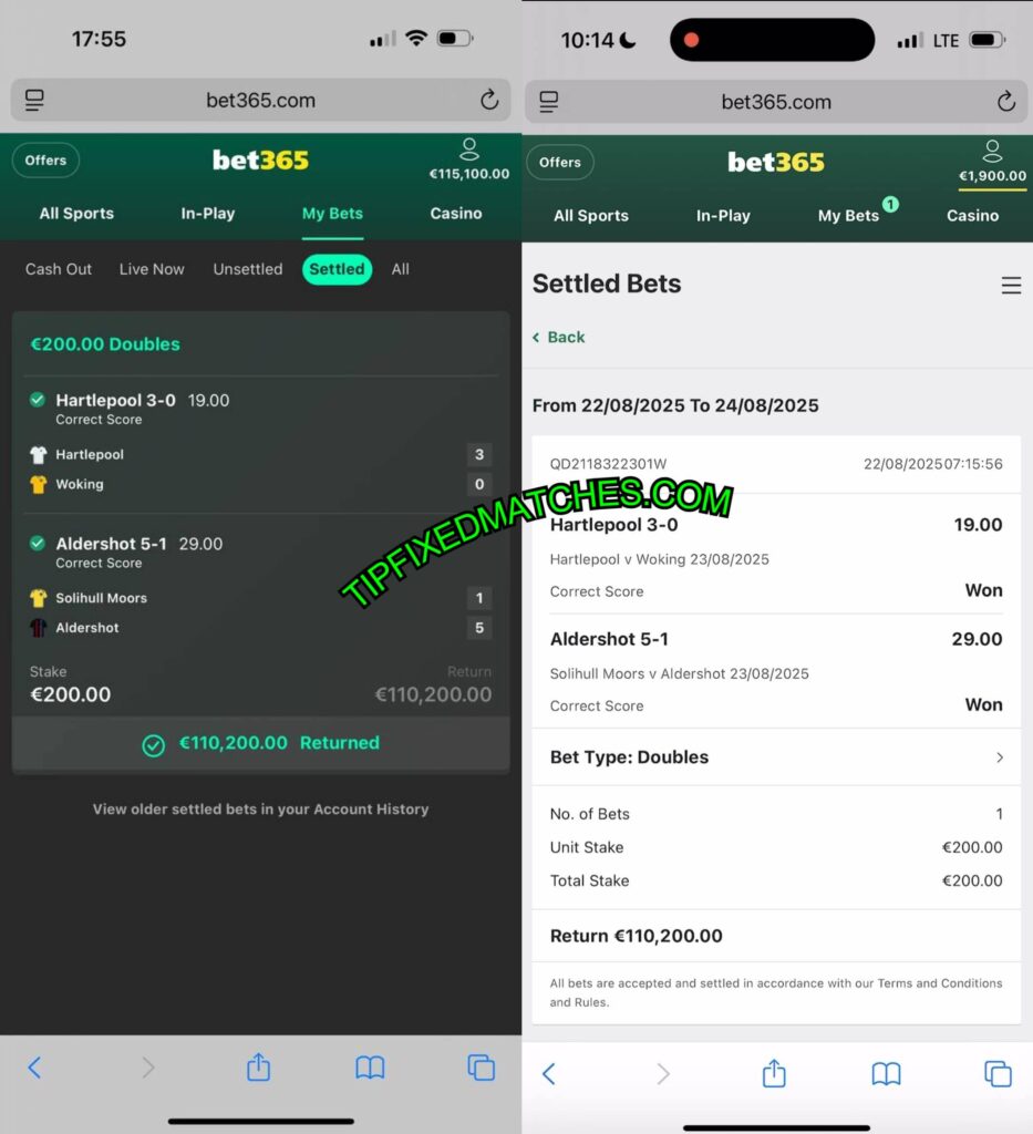 BET365 FOOTBALL SURE FIXED MATCHES TIPS