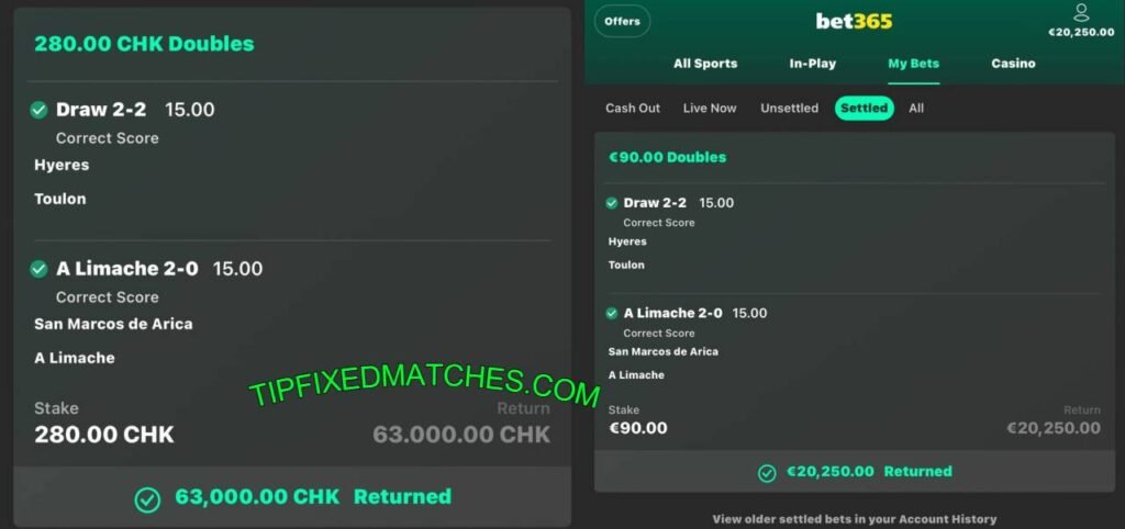 BET365 TIP FIXED MATCHES