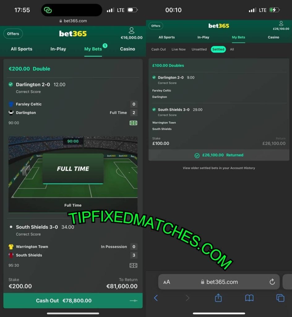 BET365 TIP FIXED MATCHES BET