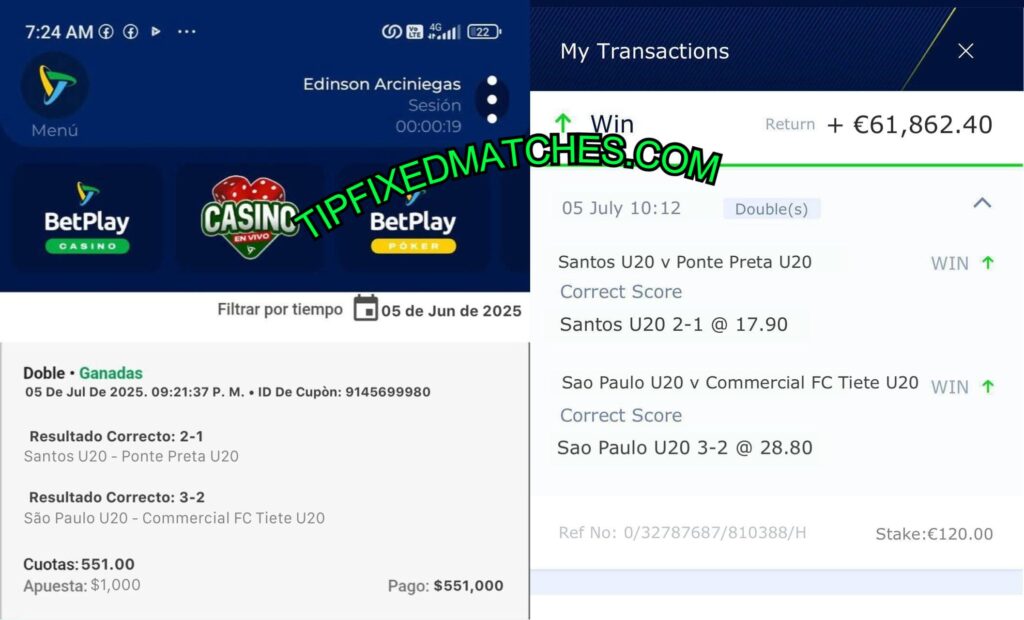 BETPLAY CORRECT SCORE FIXED MATCHES TIPS