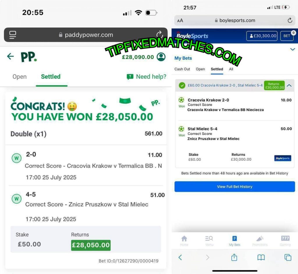 ladbrokers correct score fixed matches