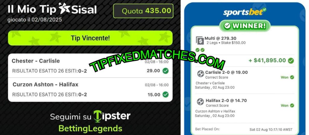 BETSSON CORRECT SCORE FIXED MATCHES