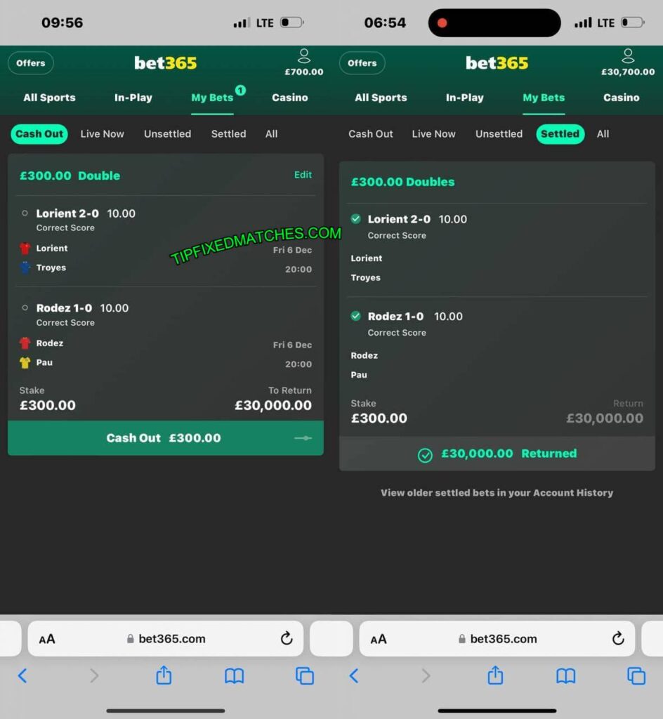 TIP FIXED MATCHES BETTING ODDS