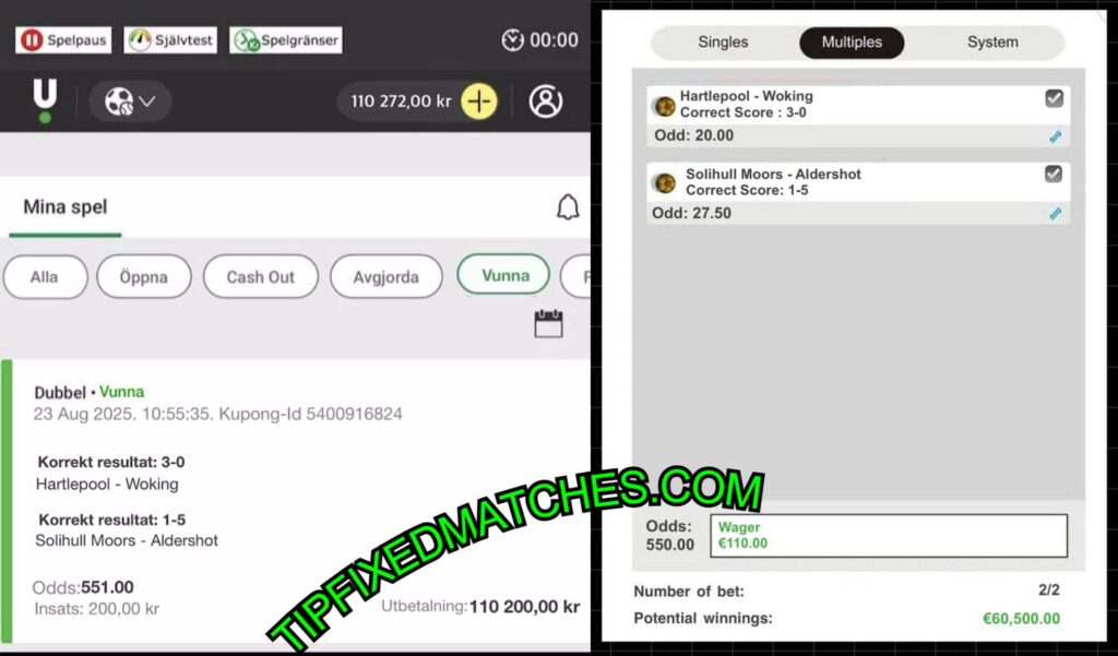 UNIBET CORRECT SCORE FIXED MATCHES BET