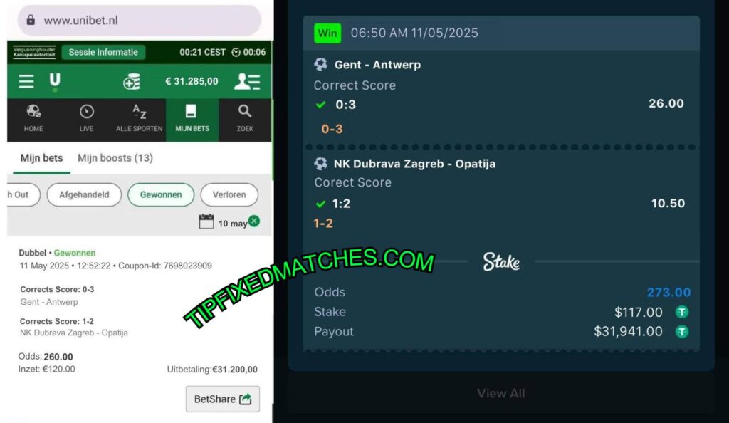 UNIBET CORRECT SCORE FIXED MATCHES TIPS