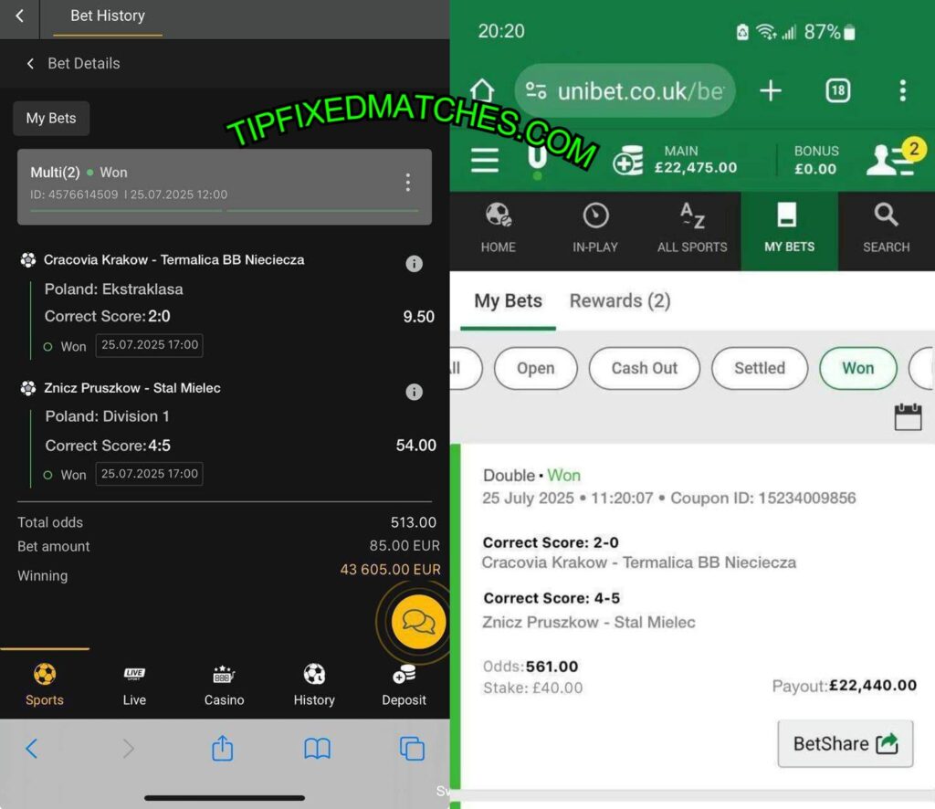 UNIBET FIXED CORRECT SCORE TIPS