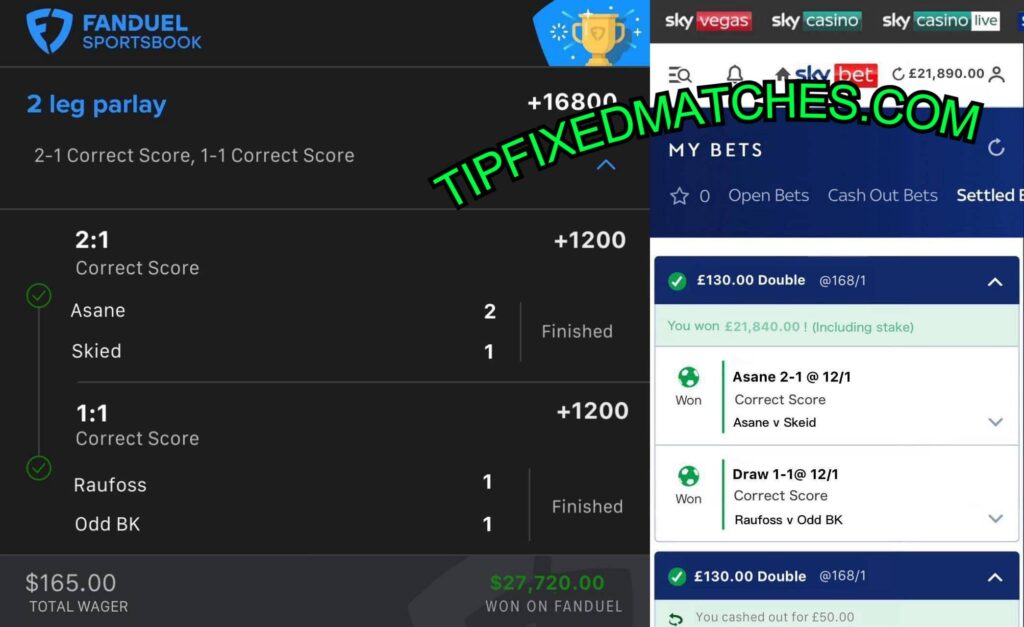 fanduel correct score fixed matches