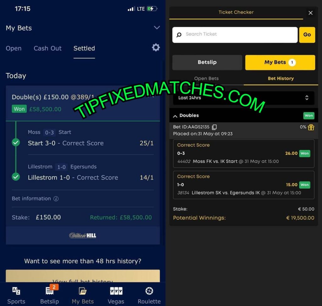 william hill fixed correct score tips